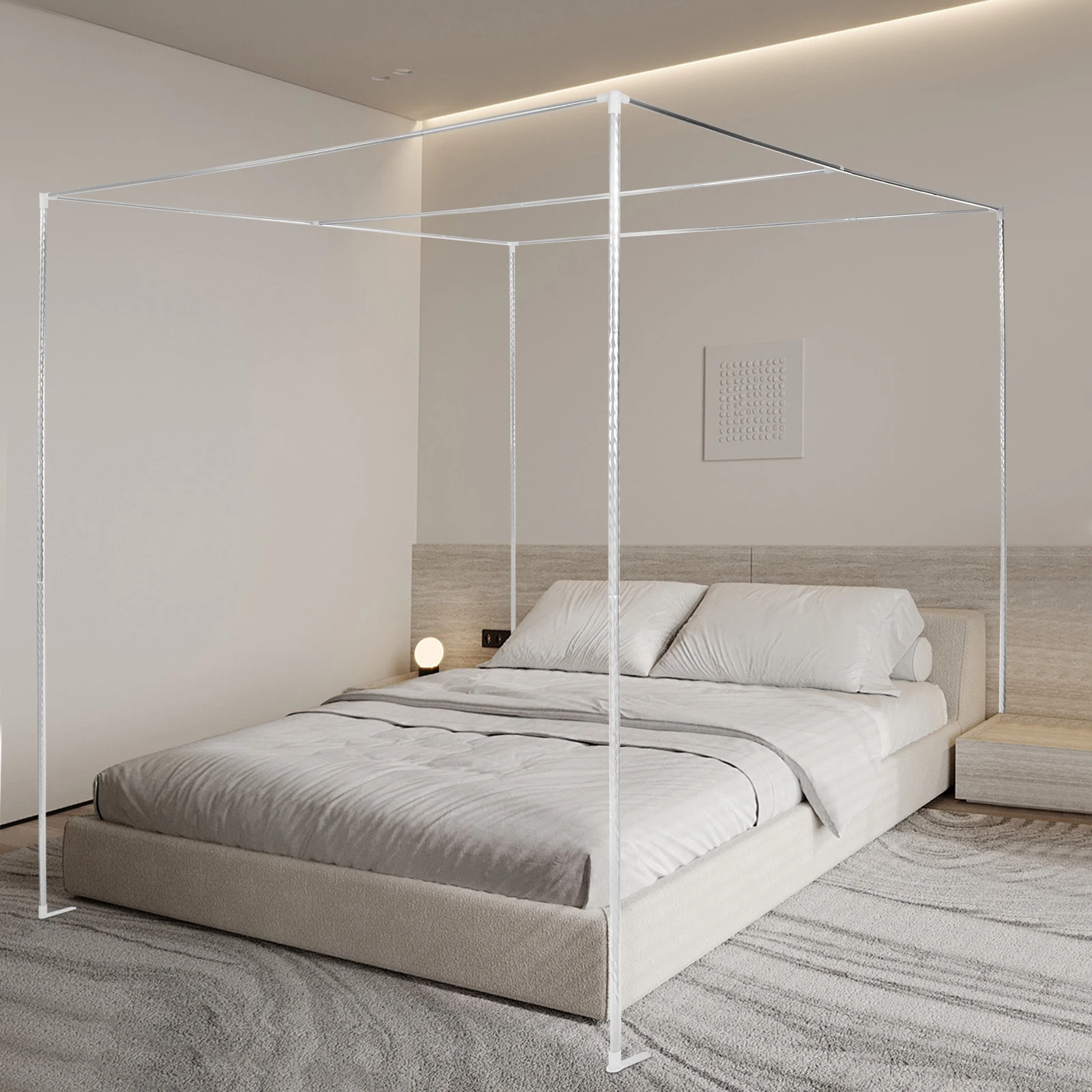 2*2*2m 4-Corner Bed Canopy Frame Post Bracket Mosquito Netting Curtain Support