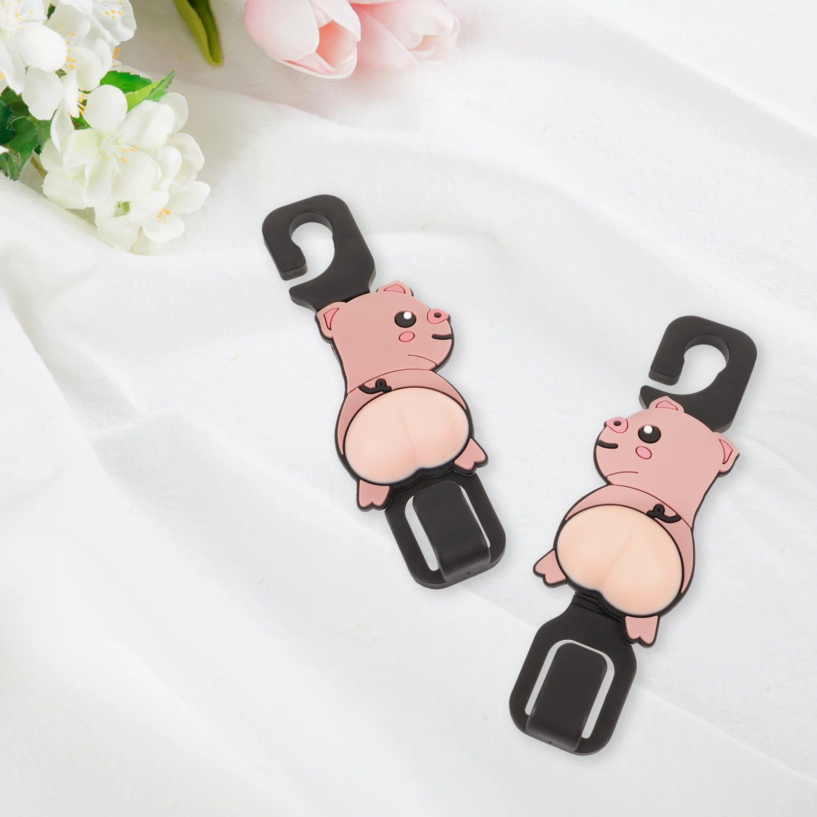 

Car Headrest Hooks Universal Cute Cartoon Resin Plastic Strong Durable Suitable Various Models Hanging Keys Bags Small Items