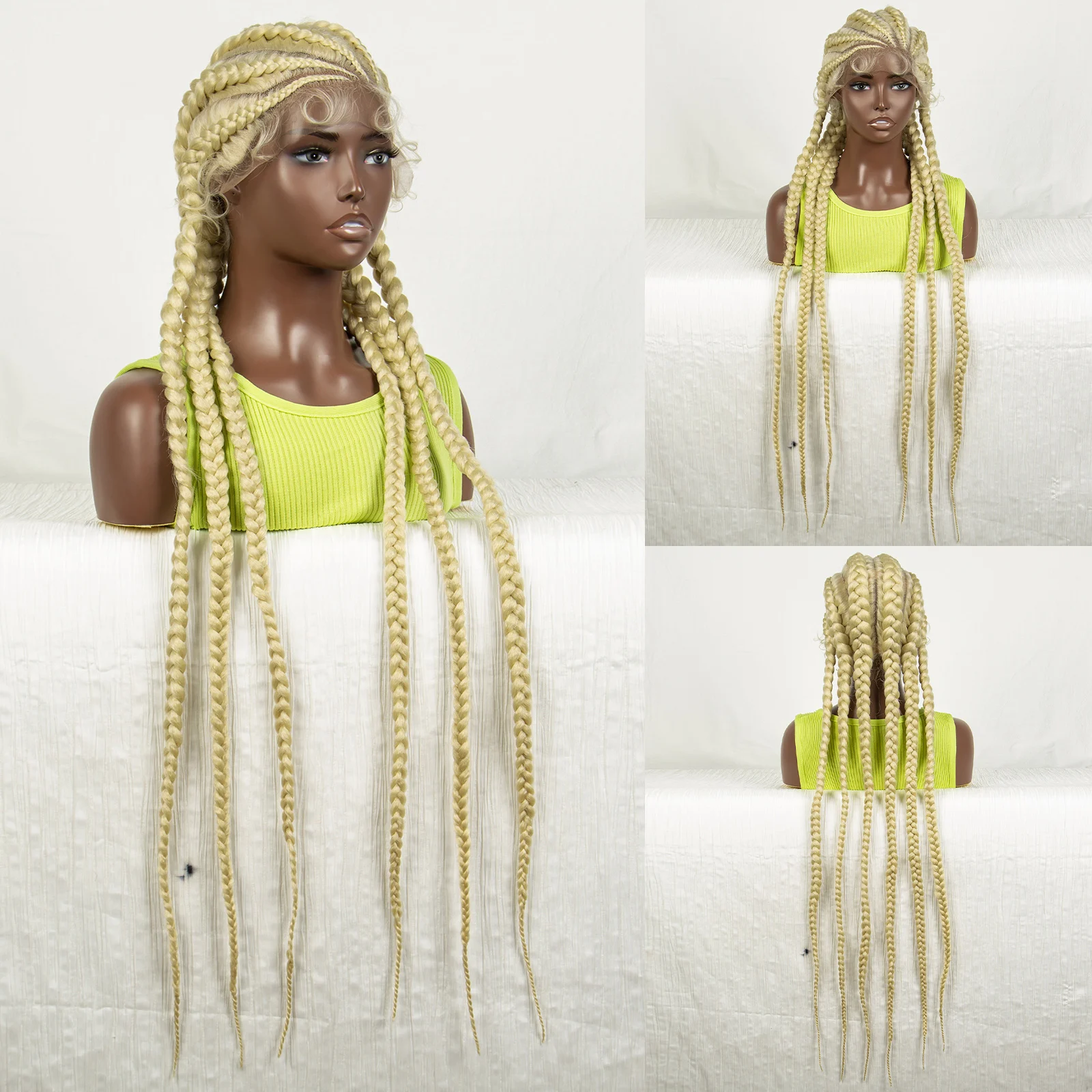 613 blonde hand geflochtene Perücken synthetische Spitze vorne kontless Box geflochtene Perücken mit Babyhaar für Frauen Twist Lace Braids Perücken