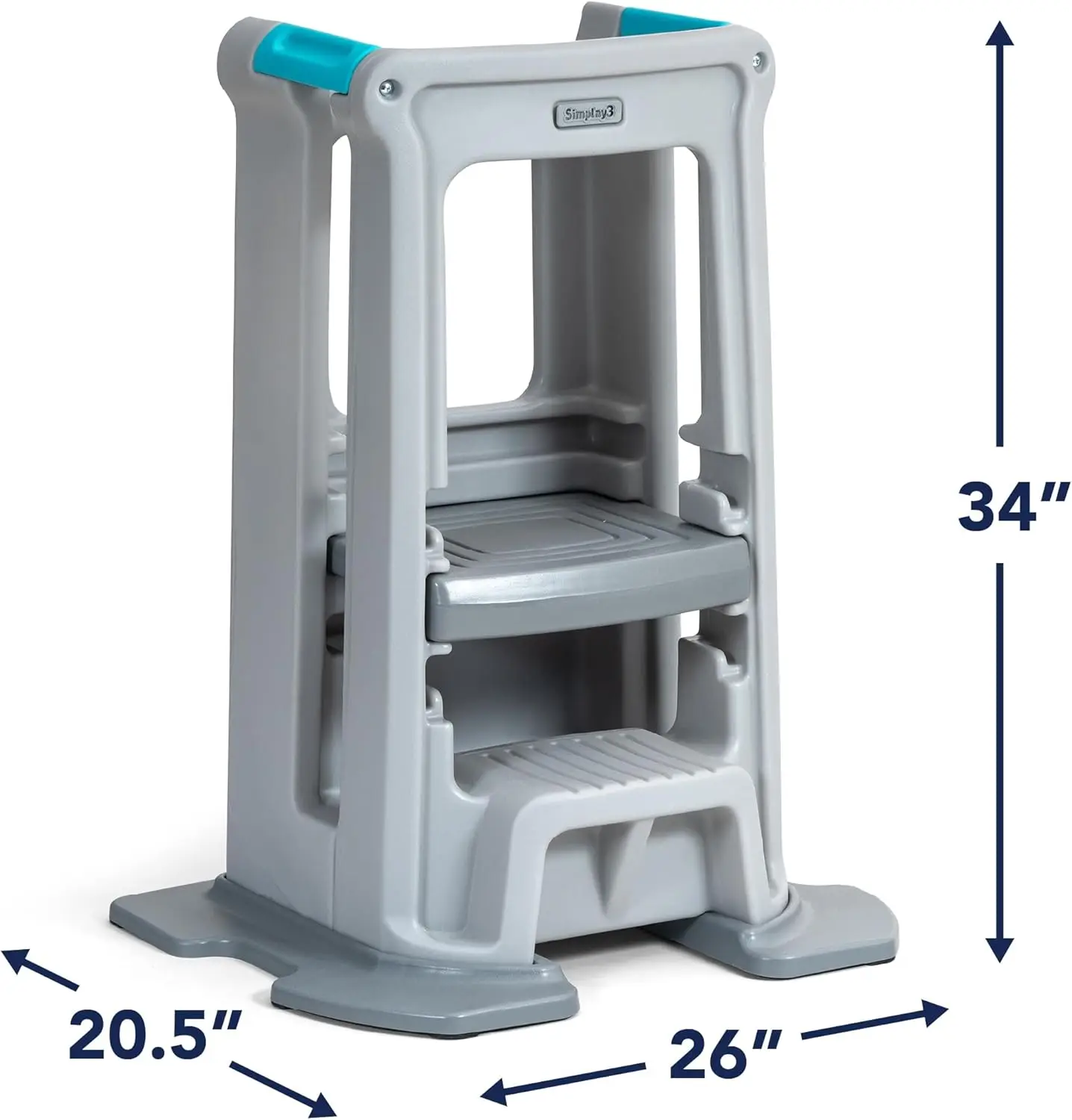 Escabeau de cuisine debout avec base stabilisatrice robuste, Montessori, plateforme réglable, 20.5 po x 26 po x 34.5 po H, 18 ans