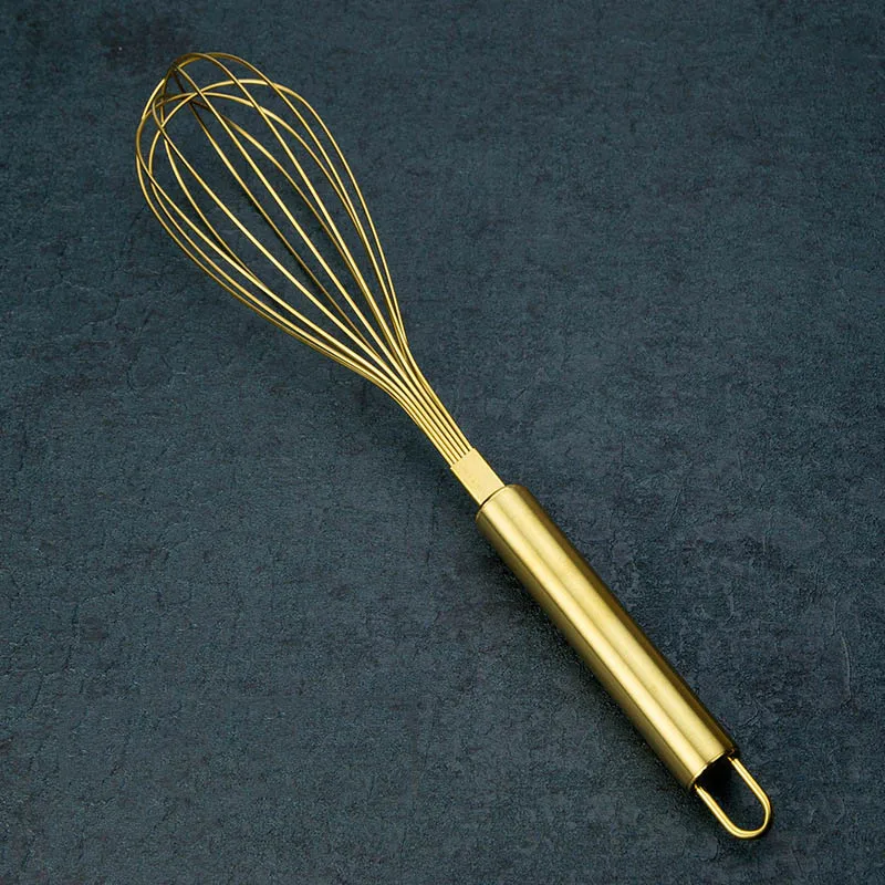 1Pcs Gold Stainless Steel Egg Beater Hand Whisk Egg Mixer Baking Cake Tool Baking Set Home Egg Tools Kitchen Accessories for Egg