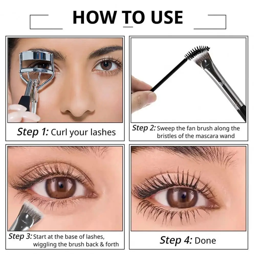 Brosse à mascara professionnelle en forme d'éventail, fibre synthétique, effet lifting naturel, amélioration du maquillage