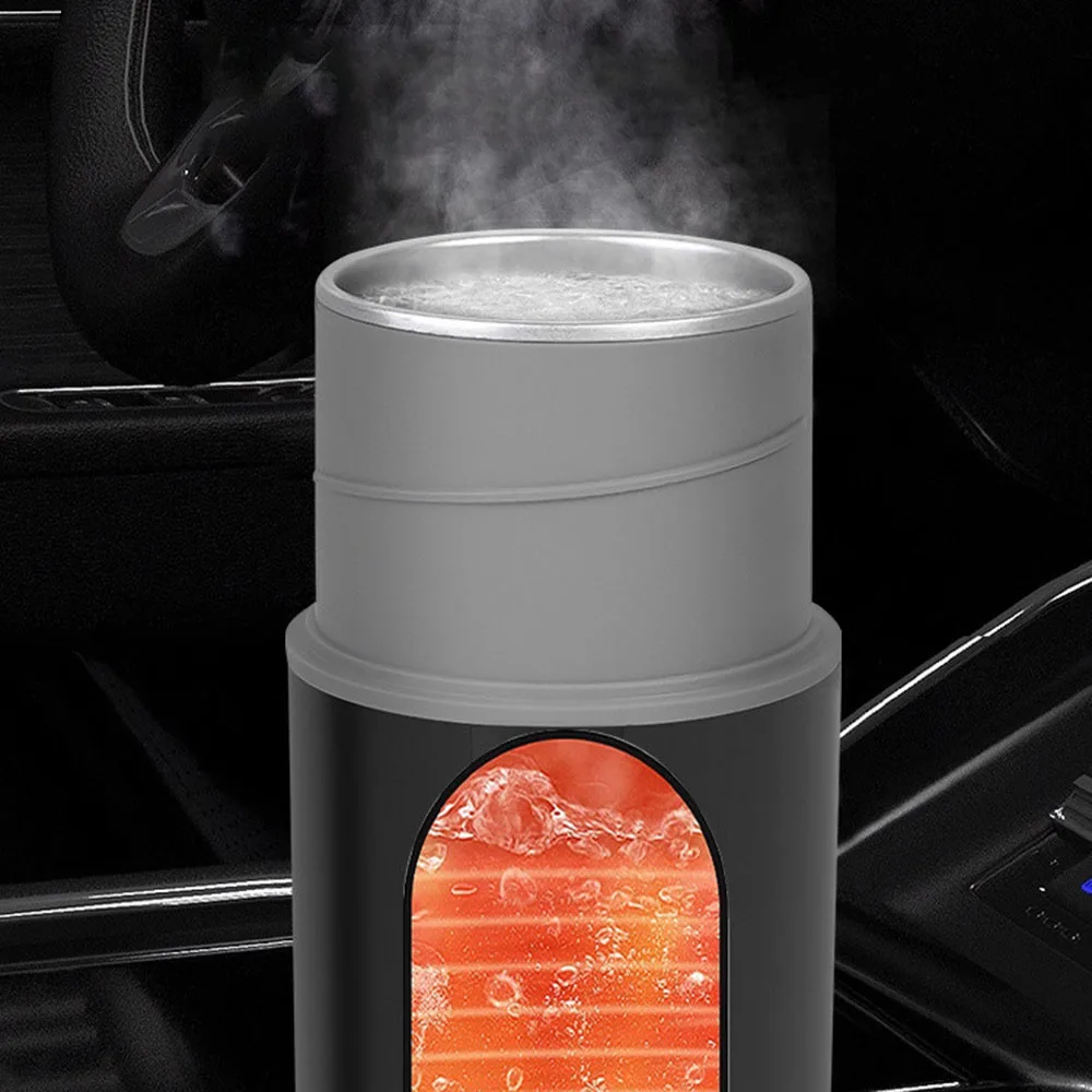 Outdoor Kettle, Stainless Steel Heating Travel Cup, In-Car Heating Cup, Thermos Cup 12V Cigarette Lighter Power Supply, 450ml