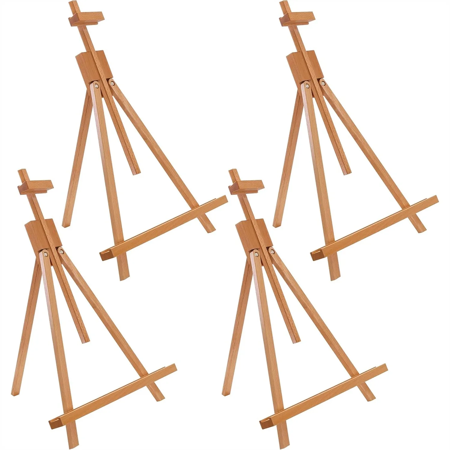 

Wood Tabletop Easel (4 Pack) - Adjustable Artist Tripod for Painting, Holds Up to 27" Canvas, Folding A-Frame Display Stand