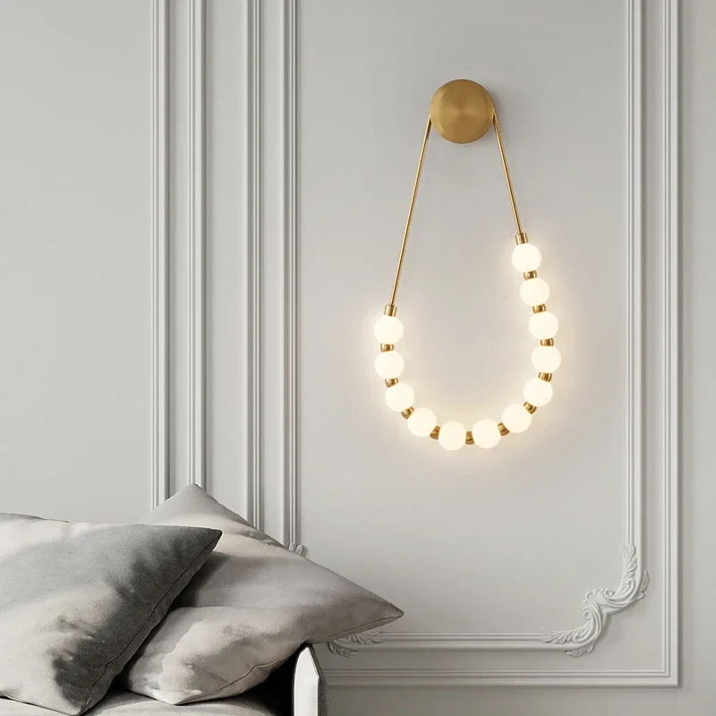 

Nordic Bedside Wall Light Italian Cream Style Living Room Background Wall Creative Design Asymmetric Magic Bean Wall Lamp