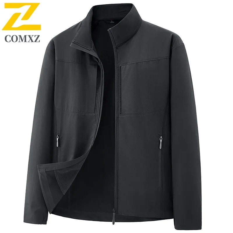 

COMXZ Men Hiking Jacket Minimalist Stand Collar Design Travel Comfort Jacket Casual Daily Fashion Lightweight Autumn Clothing