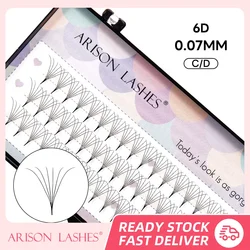 ARISON 6D Russian Volume Eyelashes Extensions Short Stem Premade Fans Lashes 0.07 C/D Individual Lashes For Wholasale