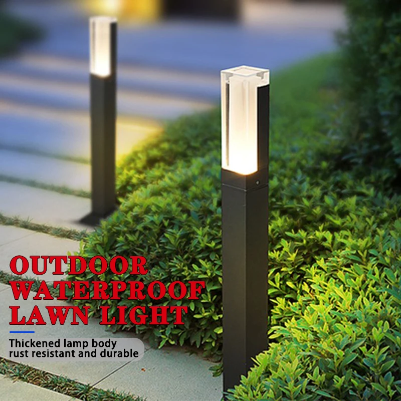 LED Lawn Light Outdoor Waterproof IP65 10W H30~100cm Aluminum  Acrylic Light AC85-265V Garden Trail Square Landscape Lawn Light