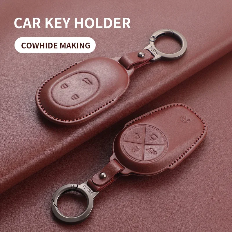 

Leather Car Key Case Full Cover Protection Shell Holder For Weilai NIO ES6 ES8 EC6 ET7 ET5 2022 2023 2024 Auto Remote Keychain