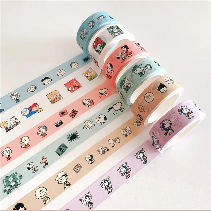 Imagem -04 - Kawaii Scrapbooking Adesivos Snoopy Cartoon Washi Tape Diário Faça Você Mesmo Adesivo de Vedação Decorativo Etiqueta de Álbum 24 Pcs por Lote