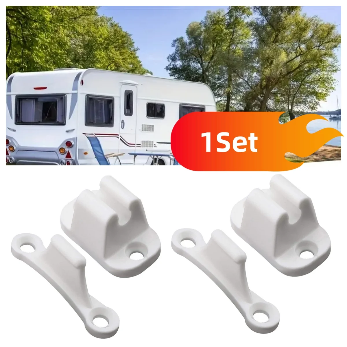 

1set Caravan Motorhome Door Retainer Stopper Resile Catch Stay Limiters Camping Push Catch Holder Accessories Boat Trailer Nylon