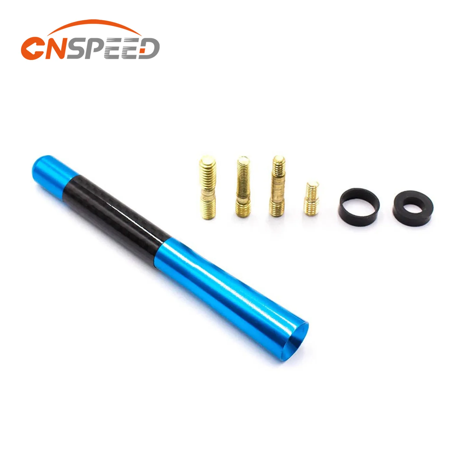 CNSPEED Blue Universal Car Aerial Antenna 120MM Aluminum Carbon Fiber Car Short AM FM Radio Signal Antenna Car Antenna YC100467