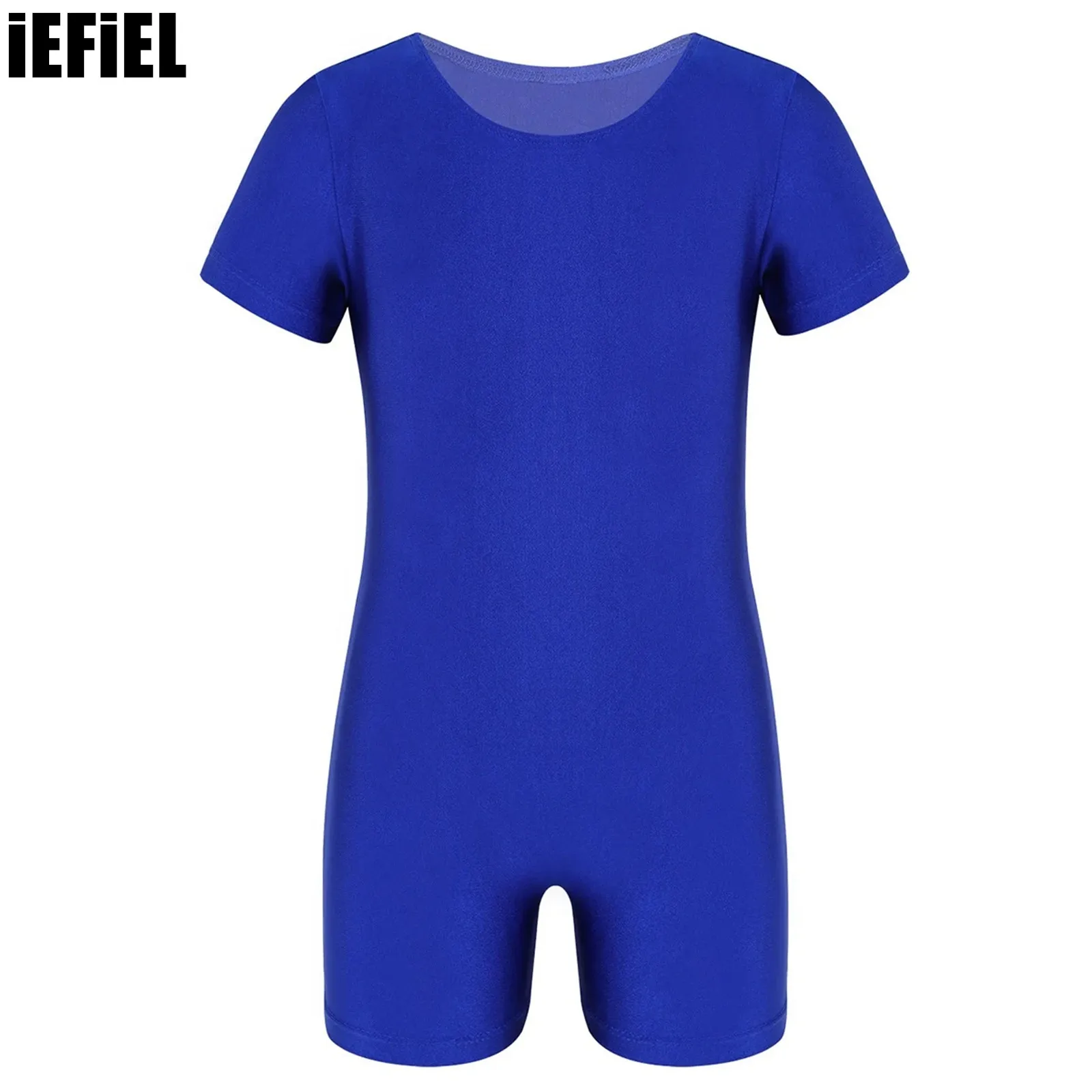 

Kids Boys Girls Ballet Dance Leotard Short Sleeves Solid Color Stretchy Jumpsuit Gymnastics Unitard