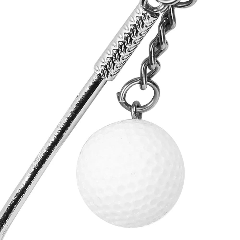 6pcs Electroplating Golf Club Keychain Funny Design Pendant Decoration Alloy Key Ring Fashionable Alloy Golf Ball Keychain