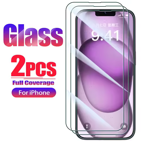 2pcs HD Glass Screen Protector for iPhone 16 15 14 13 12 11 Pro Max 14 Plus X XS XR Tempered Glass for iPhone 16e SE 4 Film