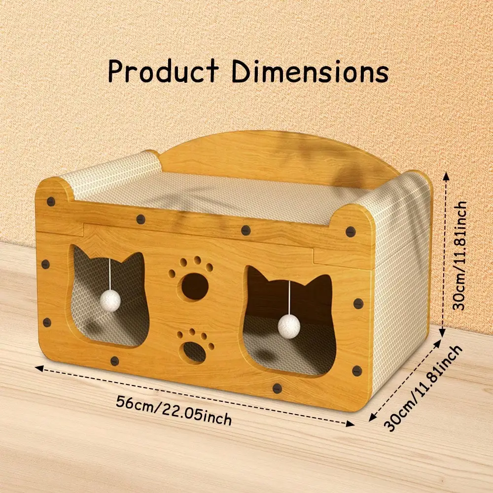 Luxury Double-Level Cat Scratching Board - Durable Corrugated Cardboard Cat House With Indoor Bed And Paw Care Station - Easy Assembly, Pet Toys, Hiding House. - view 2