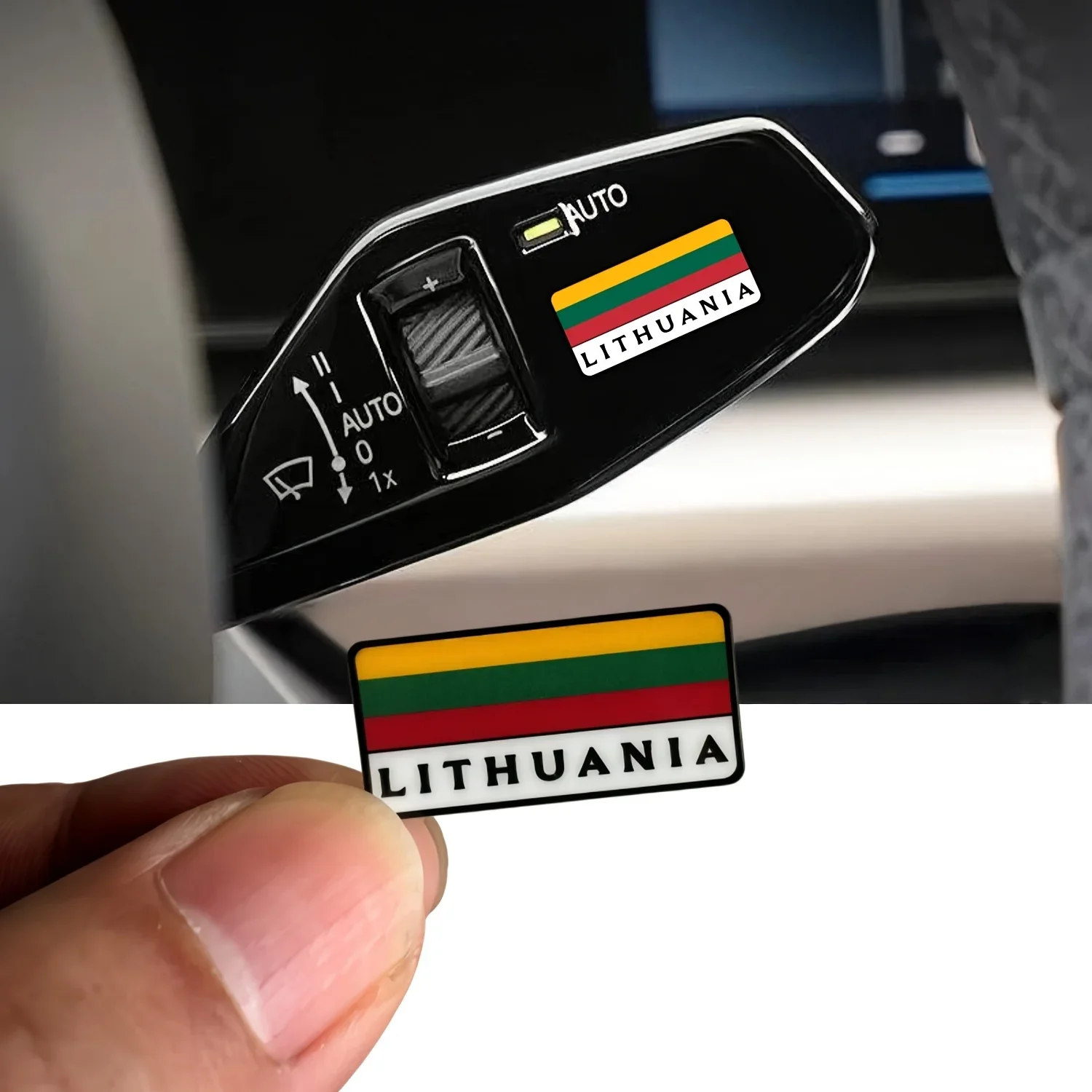 1set Lithuania Flag Car Sticker Waterproof Vinyl Decal Door Air Vent Handle Dashboard Panel Interior Exterior Accessories Decals