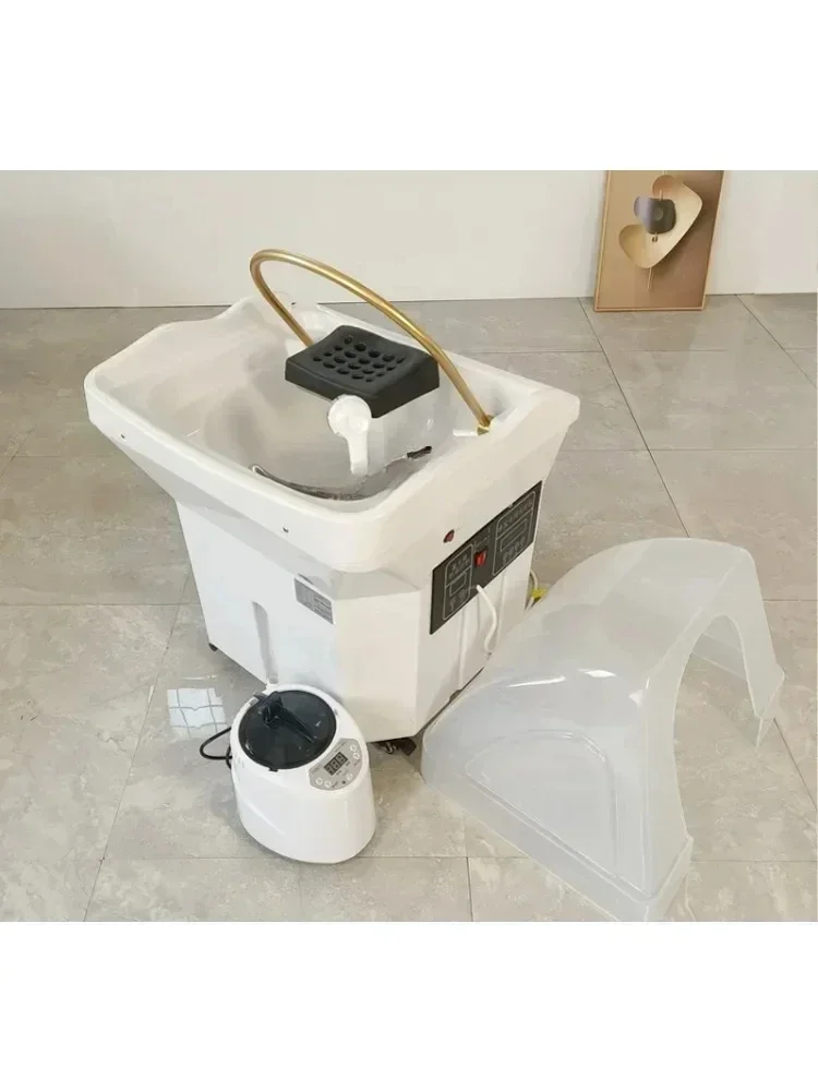 Movable Shampoo Basin Head Therapy Machine Supporting Massage Couch Facial Bed Fumigation Water Circulation Shampoo Machine