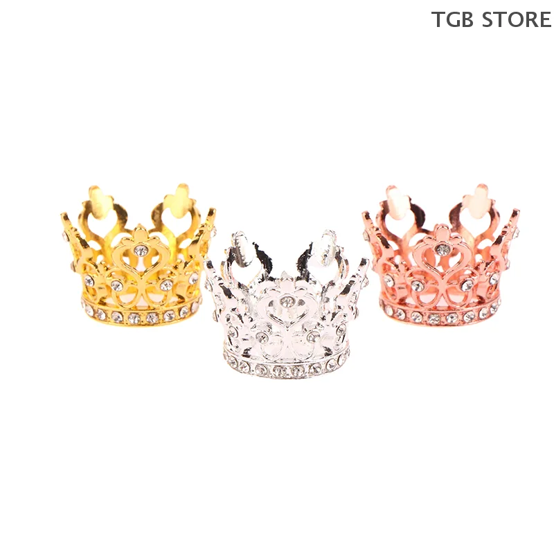 Mini Princess Crown 1/12 Dollhouse Rhinestone Crowns Small Tiara Dollhouse Decoration Accessories For Dolls