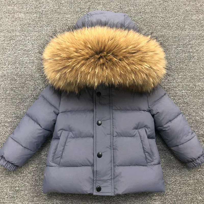 Piumino invernale per bambini colletto in vera pelliccia cappotto corto caldo addensato per bambini per bambina 2-13 anni tuta da neve