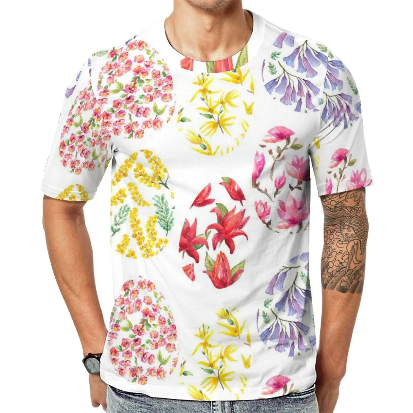 Easter T-Shirt For Male Flower Eggs Art Print Graphic O Neck T Shirts Original Retro  Clothing Short Sleeve Big Size Tee Shirt