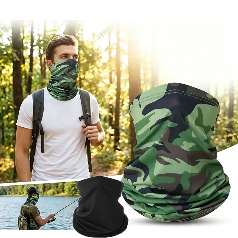 Summer Outdoor Ice Silk Magic Scarf Breathable Sweat Wicking Sports Neck Gaiter Lightweight Cooling Face Cover for Hiking Travel