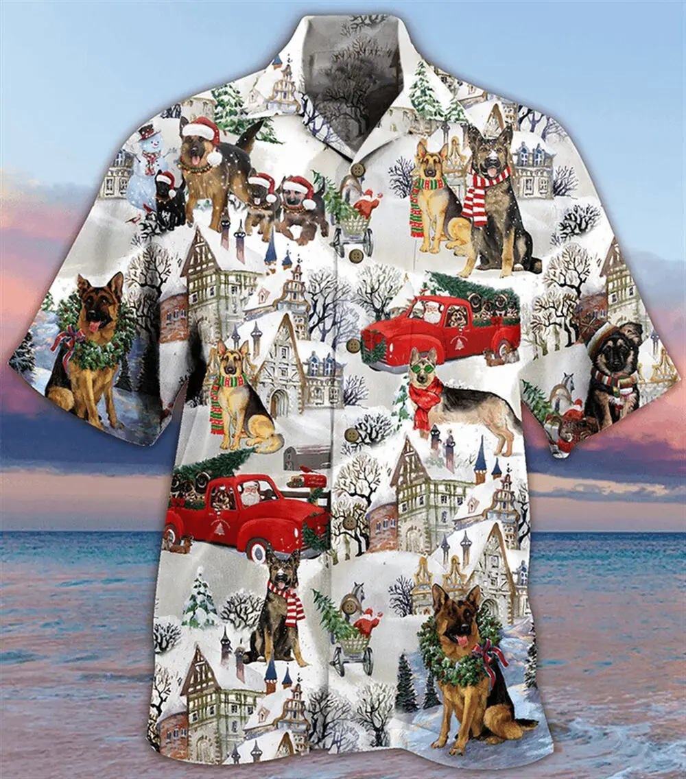 2024 Hawaiian Christmas Santa Claus Snowman Shirts For Men 3d Printed Skull Tops Short Sleeve Cuban Summer Holidays Clothing