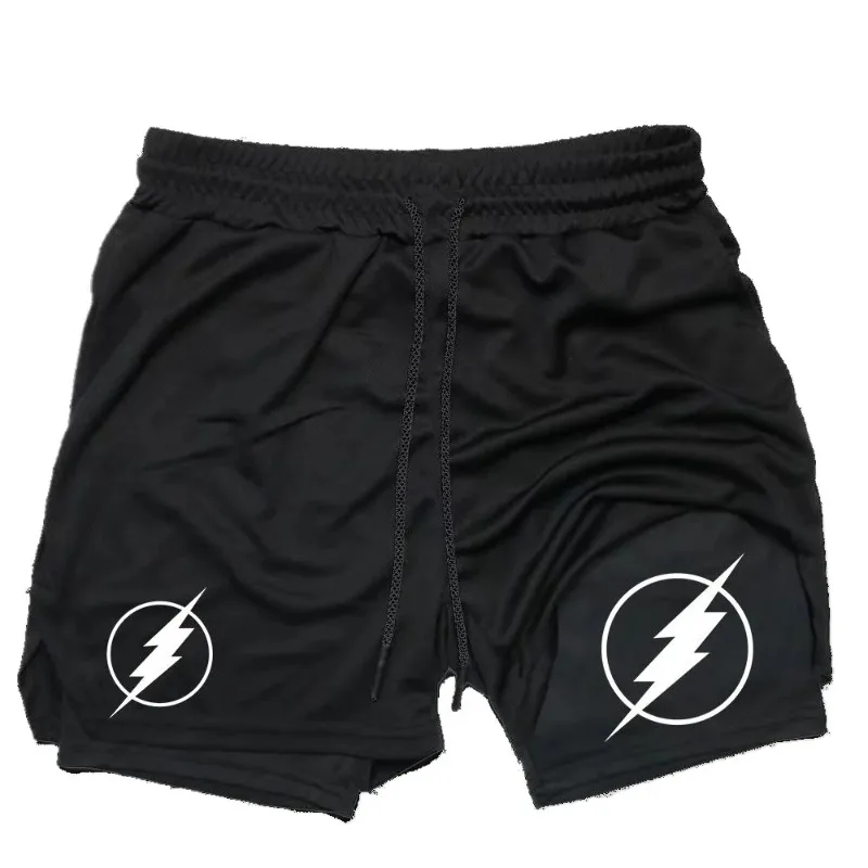 

Men's 2-in-1 Sports Shorts Double-layer Design Elasticand Breathable Suitable Gym Workouts Running and Fitness Harajuku Training