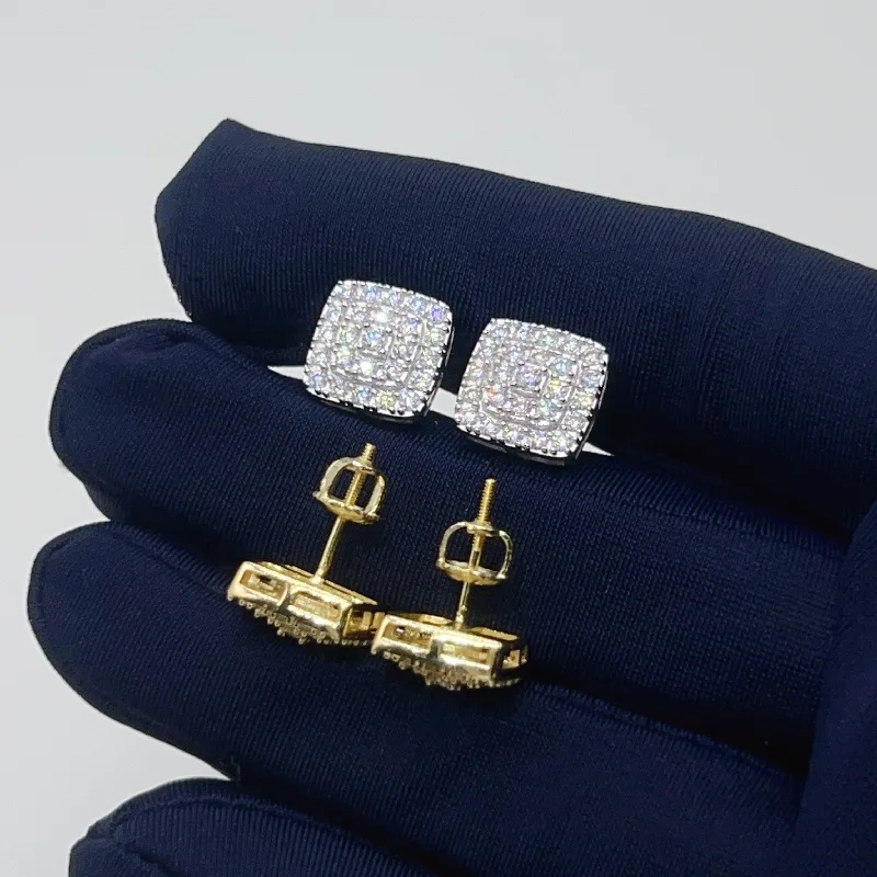 

Custom Hiphop Jewelry Pass Diamond Tester 925 Sterling Silver VVS Classic Gold Plated Stud Moissanite Stud Earring