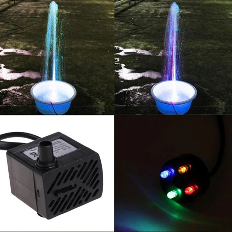 AC 220V 3W Submersible Water Pump LED Aquarium Fountain Fish Pond Tank EU Plug