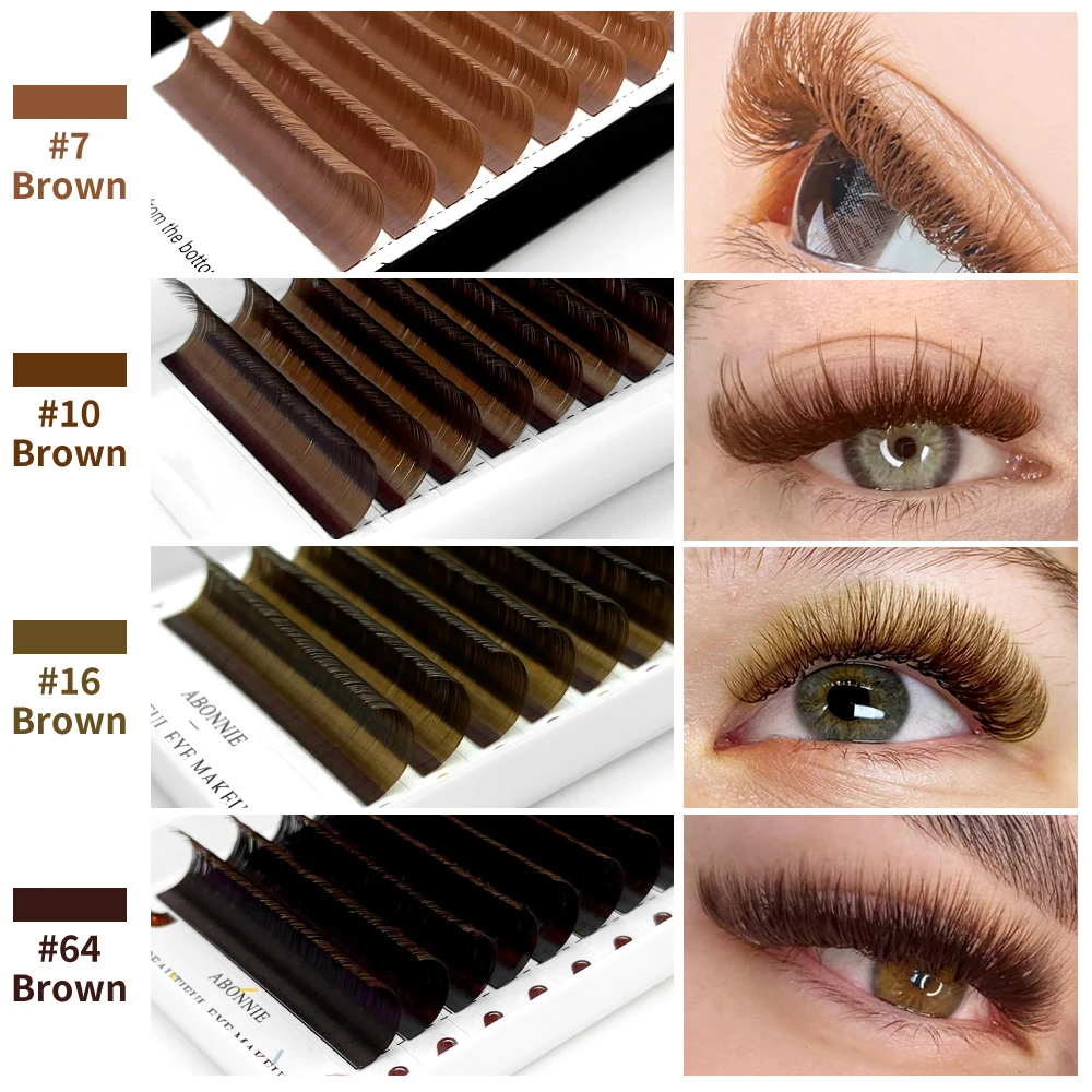 Abonnie Light Brown Classic Eyelash Extensions Colored Eyelashes Auto Fanning Volume Fan