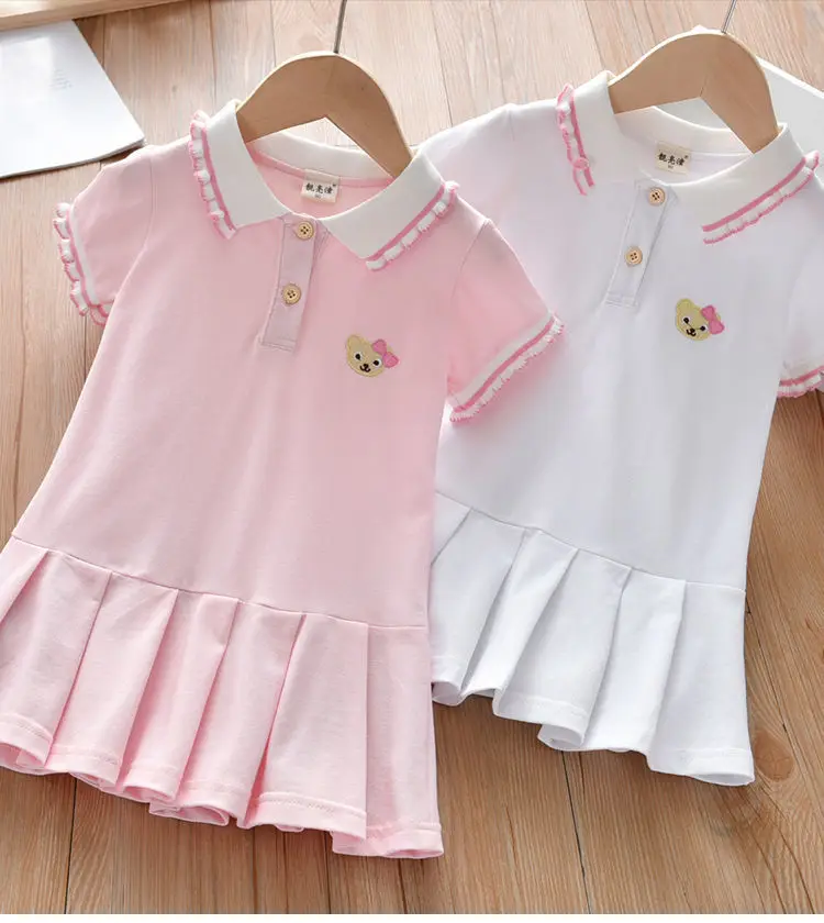 Vestido de verano para niñas pequeñas, Falda plisada deportiva, vestido de princesa, Polo, solapa, 2, 4 y 6 años