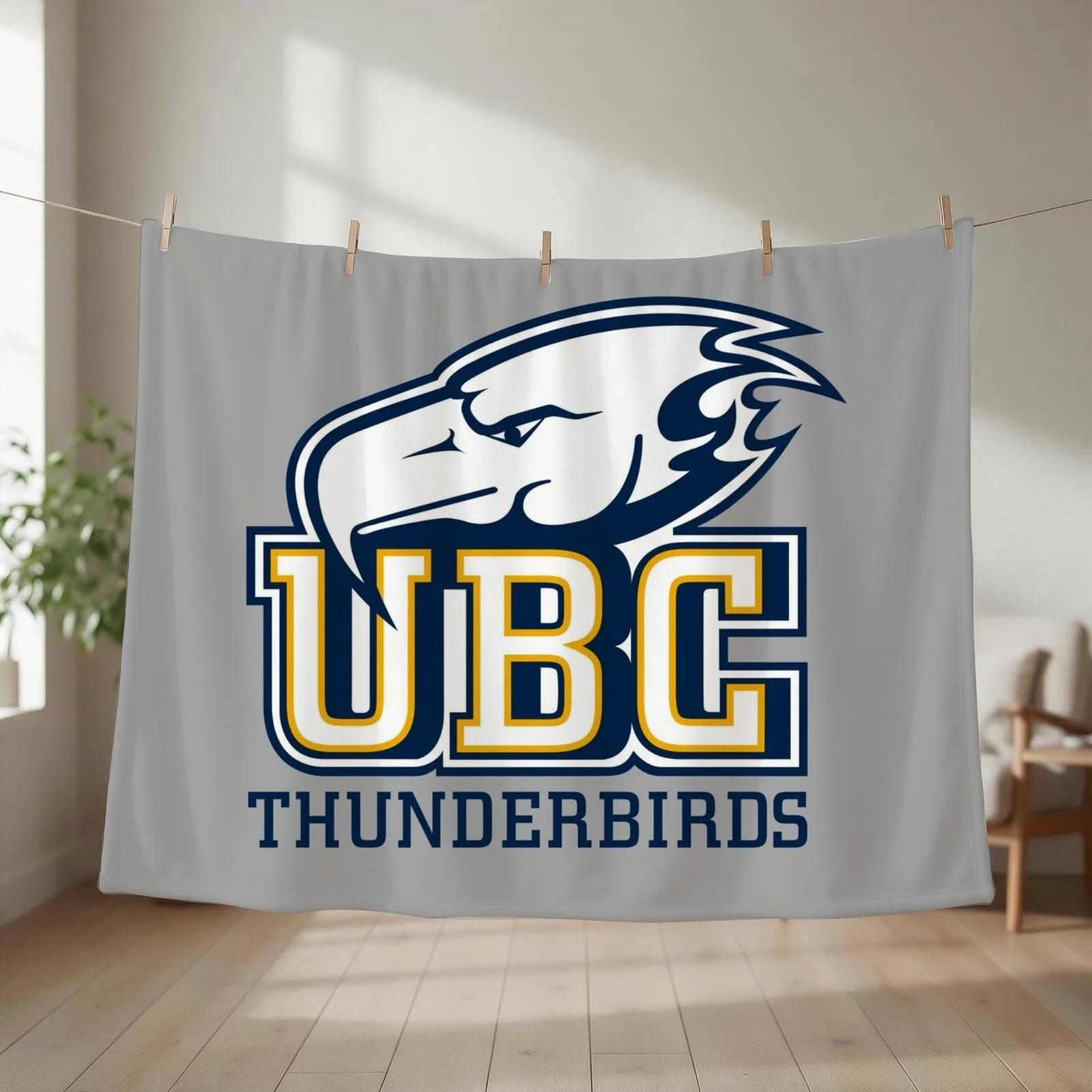 UBC (Thunderbirds) Logo3 Throw Blanket couch cozy soft plush fuzzy picnic outdoor blanket
