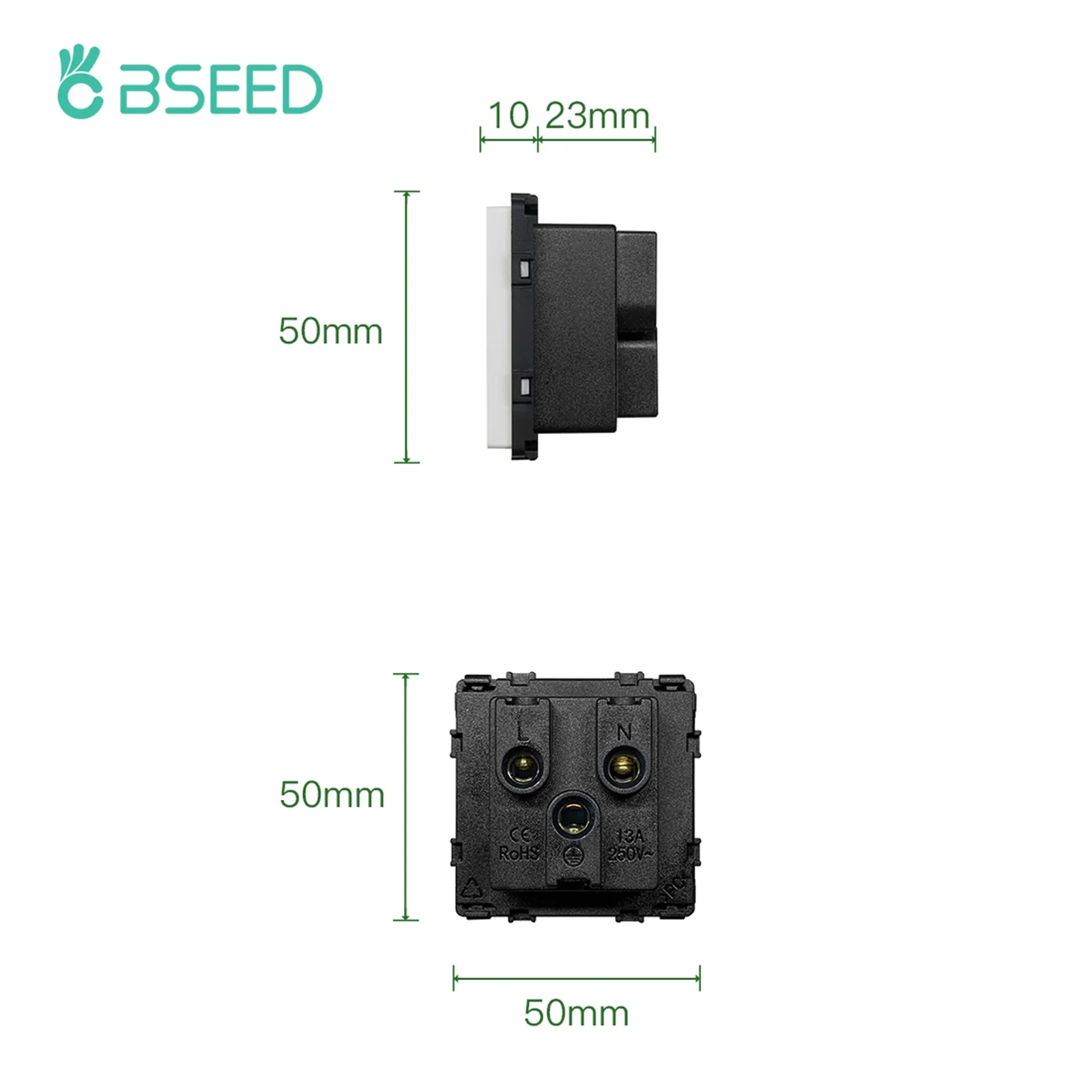 BSEED-Prise de Courant Murale Multifonction, Pièce d'Insertion, Standard Universel, Compatible avec les Cadres de Prise, 13A