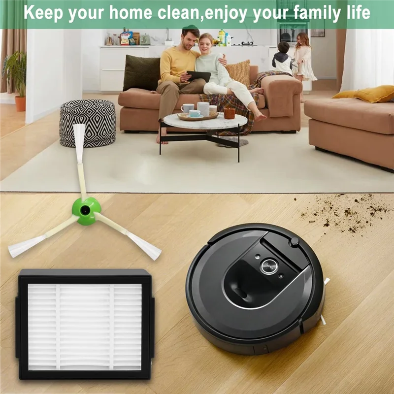 Komponen pengganti sikat samping Filter HEPA cocok untuk iRobot Roomba E5 E6 E7 I3 I4 I5 I7 Aksesori Penyedot Debu