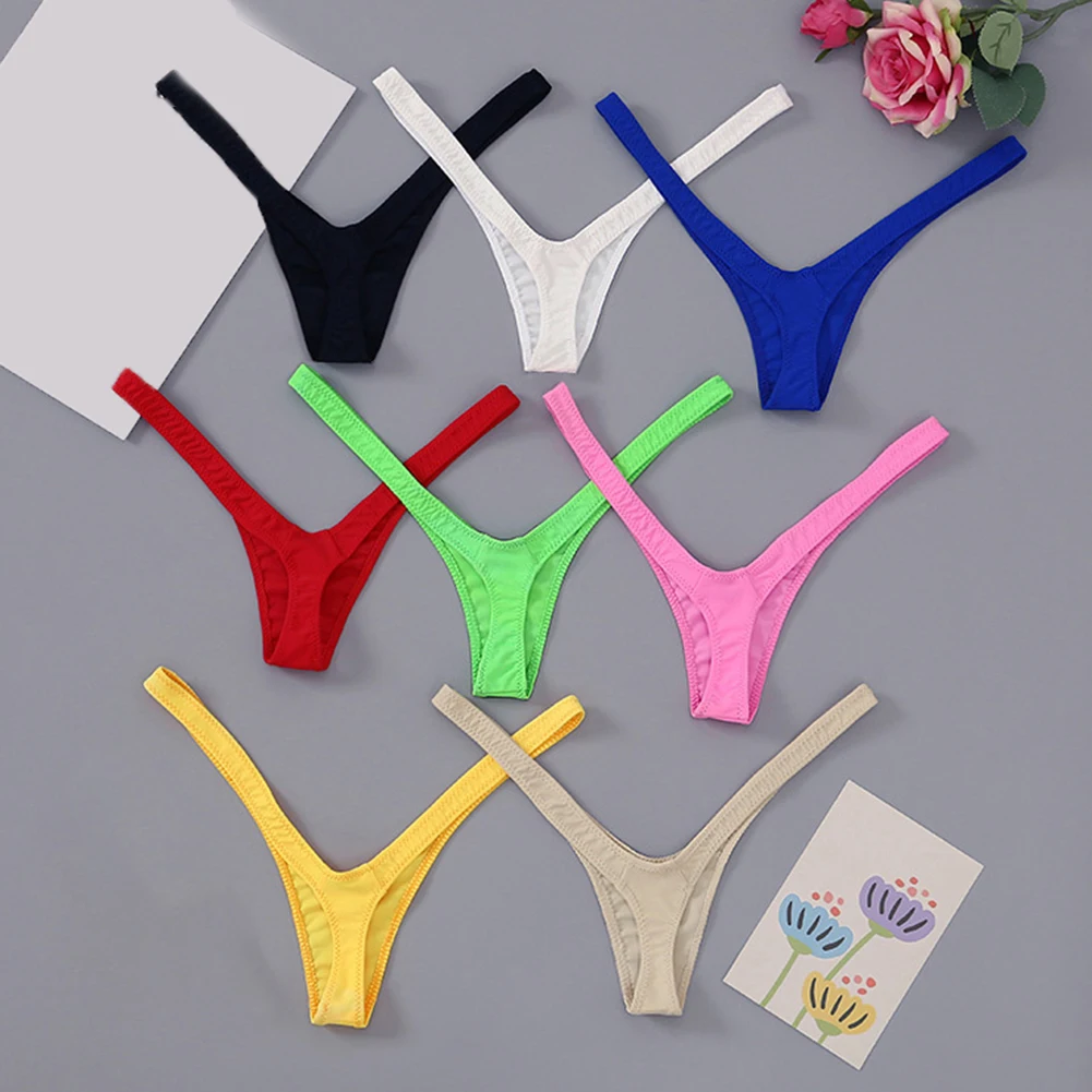 Women's Bikini Underwear T-Back Thongs Low Rise Thin Silky Solid Color Simple Fashion 8 Colors Available G-strings