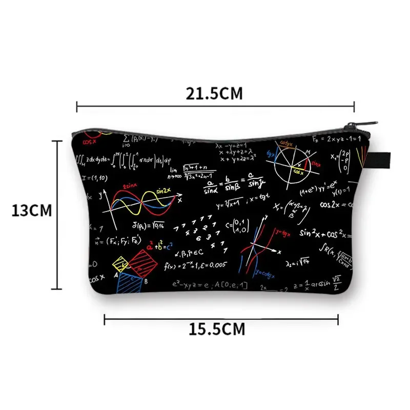 Funny Math Chemistry Physics Formula Cosmetic Bags Teenager Toiletries Bag Girls Makeup Bags Geometric Algebra Cosmetic Case