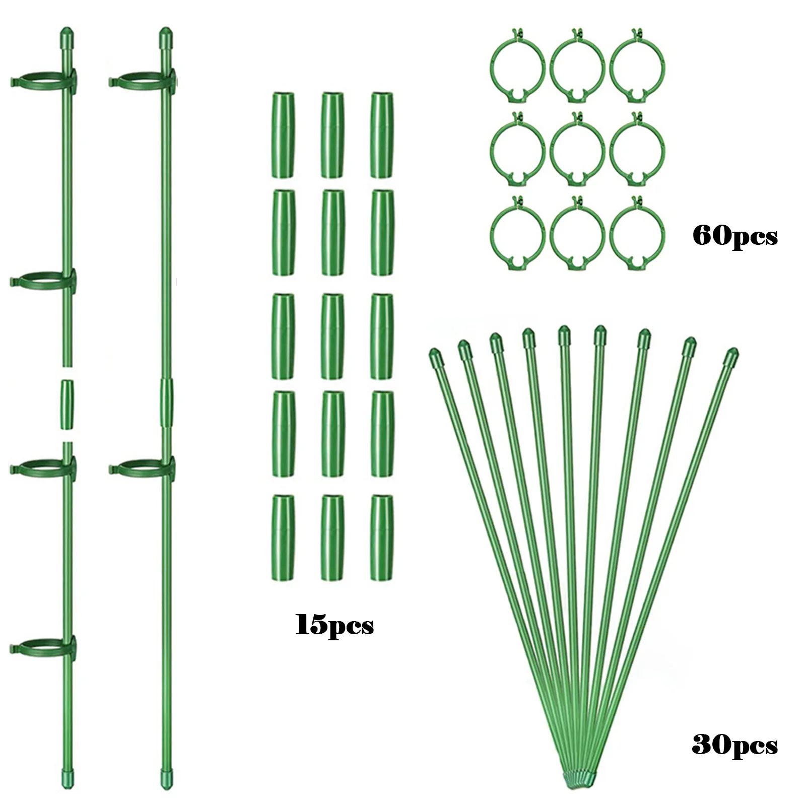 

30pcs Rack Plant Stakes Adjustable Outdoor Plant Clips Planting Plastic Support Vegetable Yard Climbing Connecting Tube