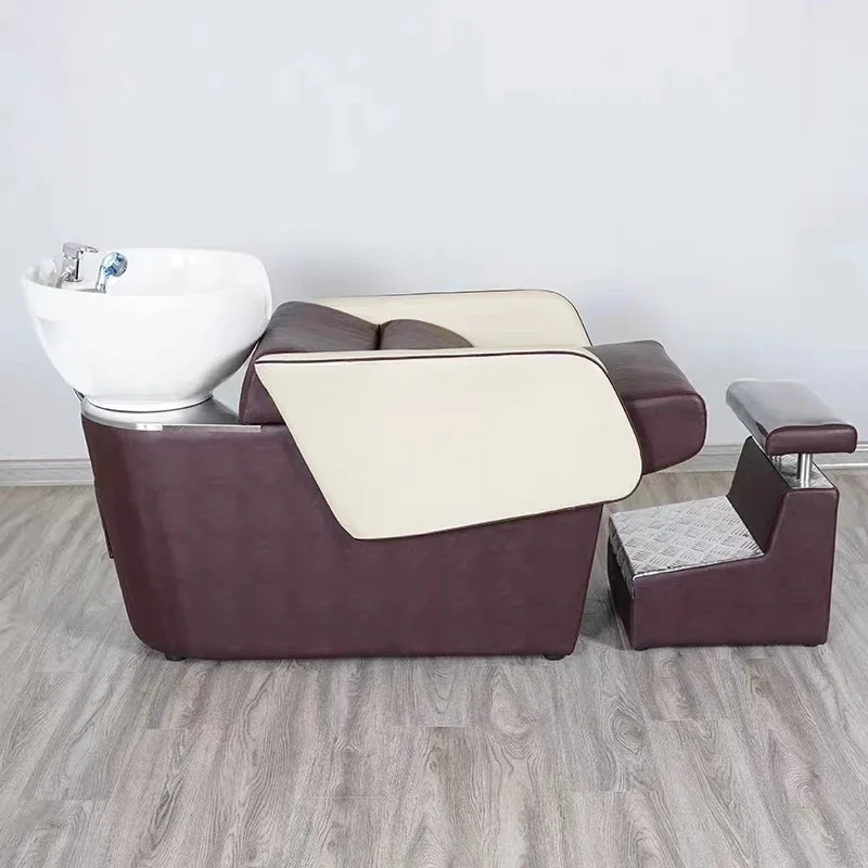 Cama sencilla para salón de belleza, silla de champú para peluquería, barbería