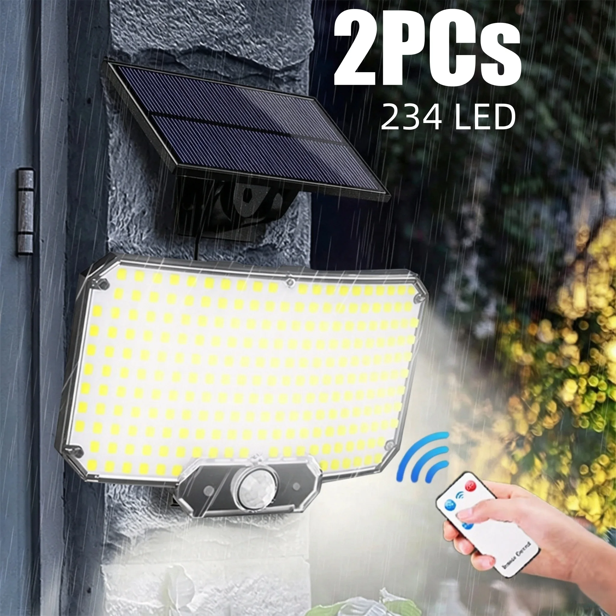 234LED Solar Outdoor Motion Sensor Lights Remote Control Wall Flood Lamp Super Bright Security Light Waterproof for Patio Garden