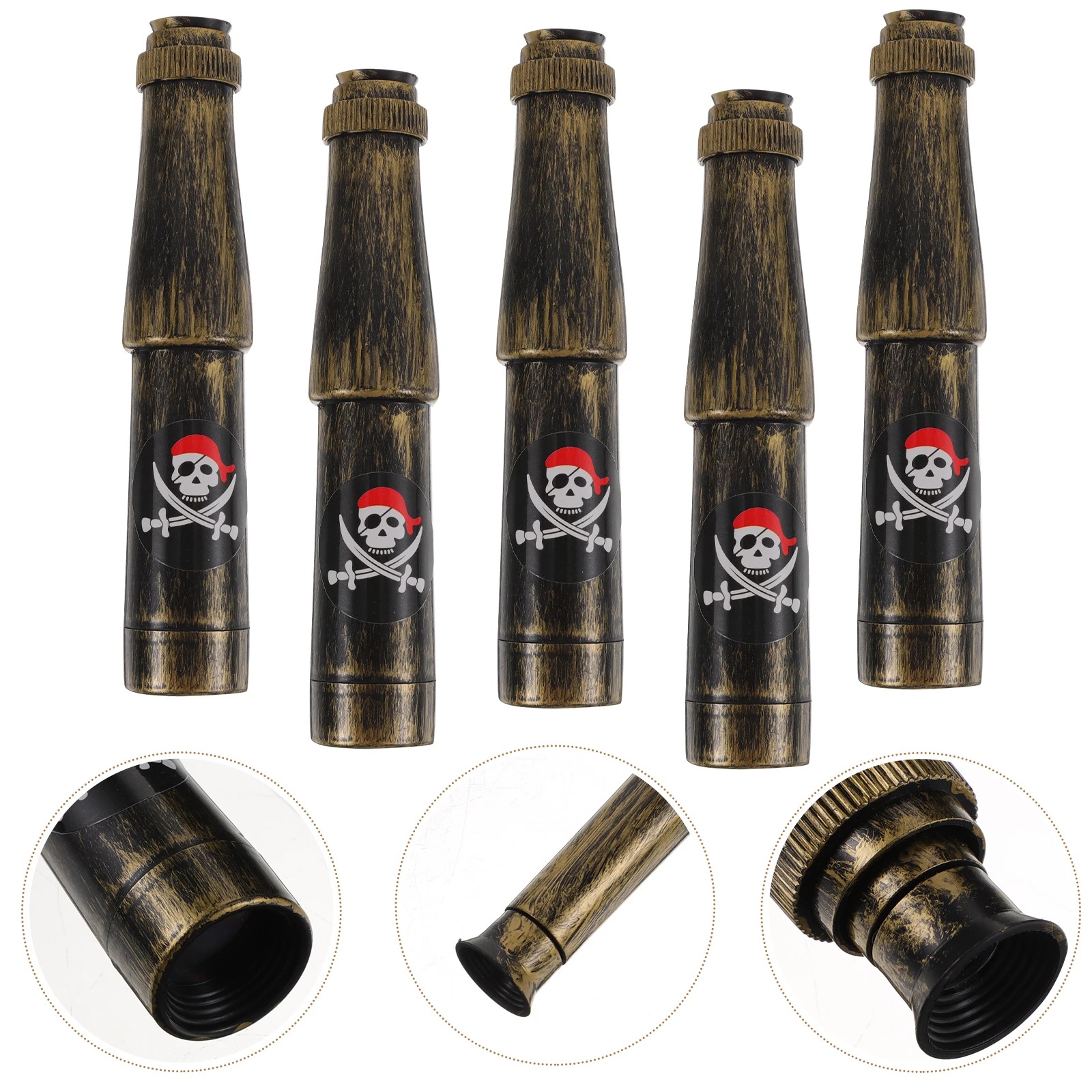 

6 Pcs Pirate Telescope Toys Bronze Small Spyglass Kids Party Favors Portable Monocular Play Accessories Educational Gift Camping