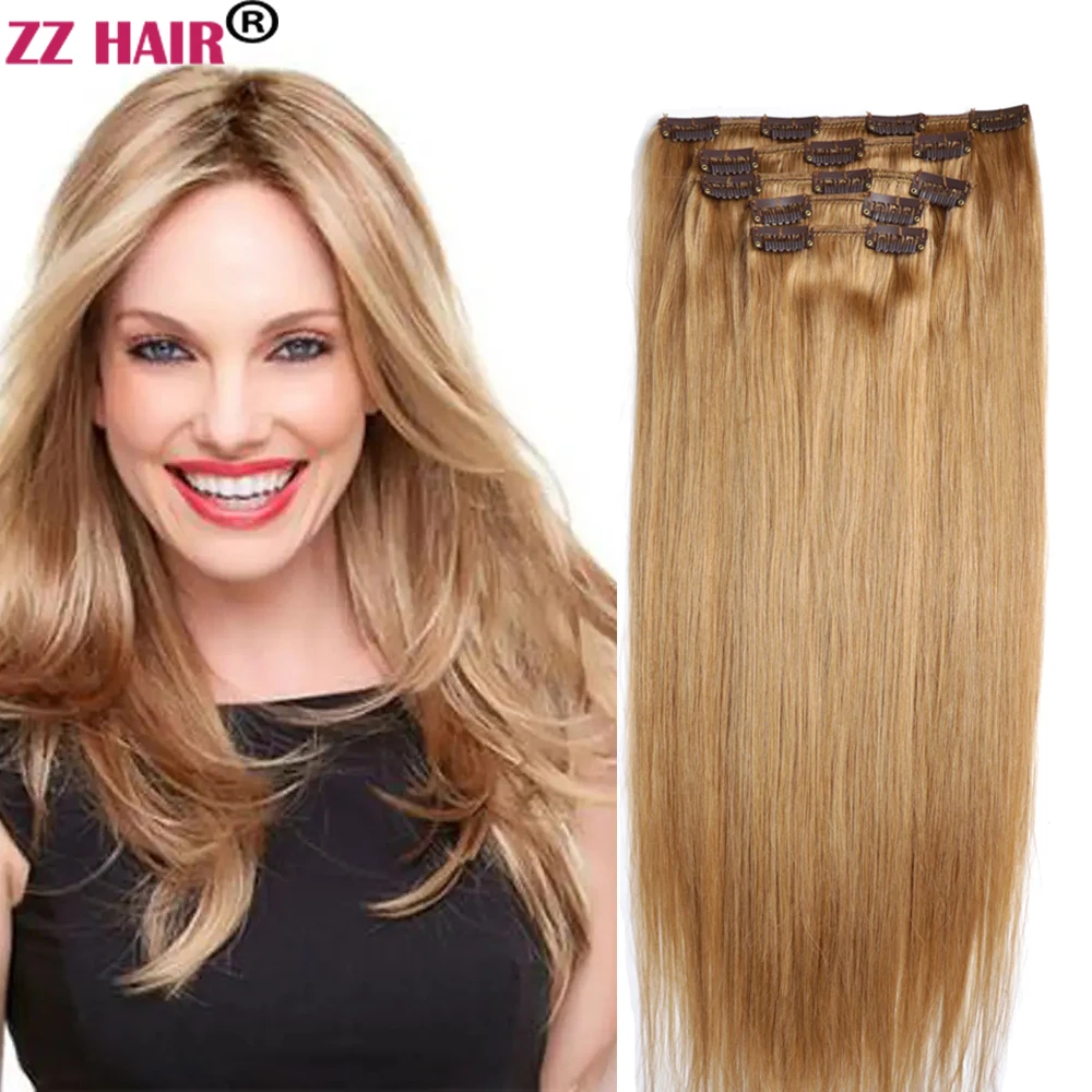 ZZHAIR 100% وصلات شعر ريمي بشري برازيلي 16 "-24" 5 قطعة مجموعة 70 جرام-80 جرام خمس قطع مقاطع في 1x20 2x15 2x10 طبيعي مستقيم