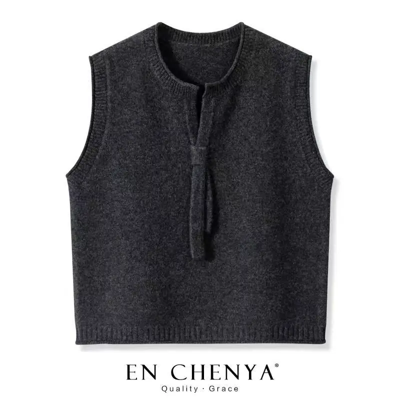 

Женский пуловер-жилет с асимметричным воротником, осенне-зимний, из 100% мериносовой шерсти, вязаный, без рукавов, мягкий, топ