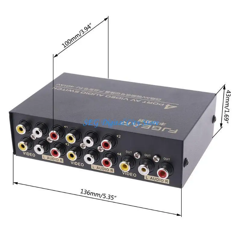U75B 4-Way AV Switch RCA Switcher 4 in 1 Out Composite Video L/R Selector Box for DVD STB Game Consoles