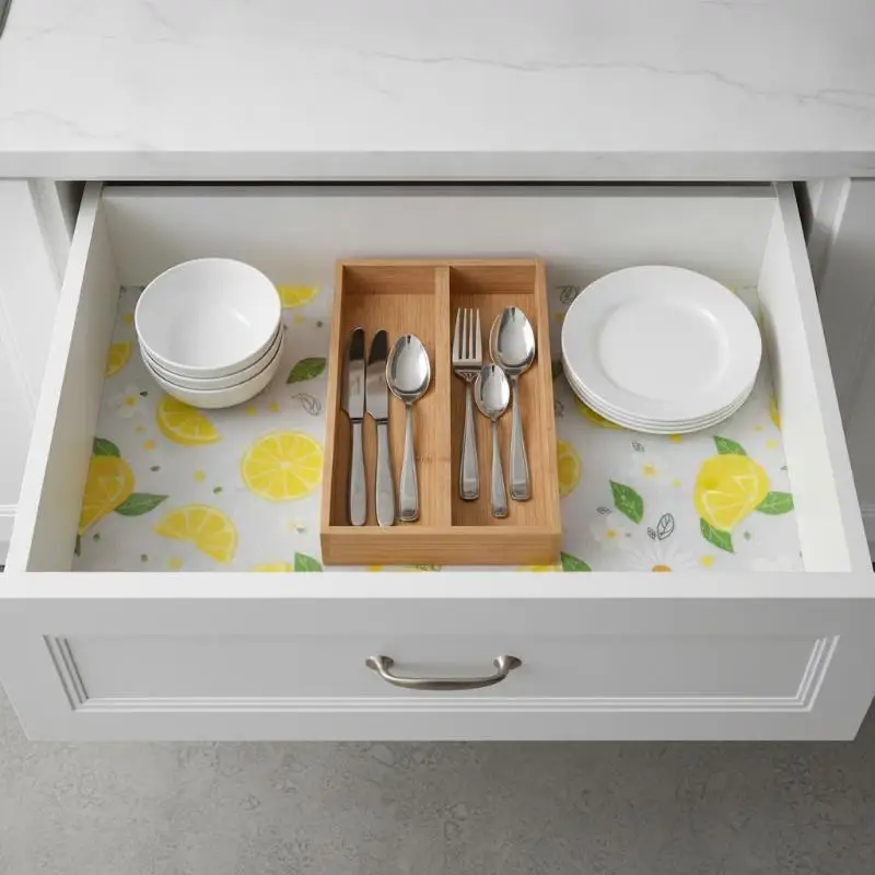 Versatile Kitchen Cabinet Liner Drawer Mat Waterproof Oil Proof Shelf Paper Pad For Modern Home Cupboard Organizer