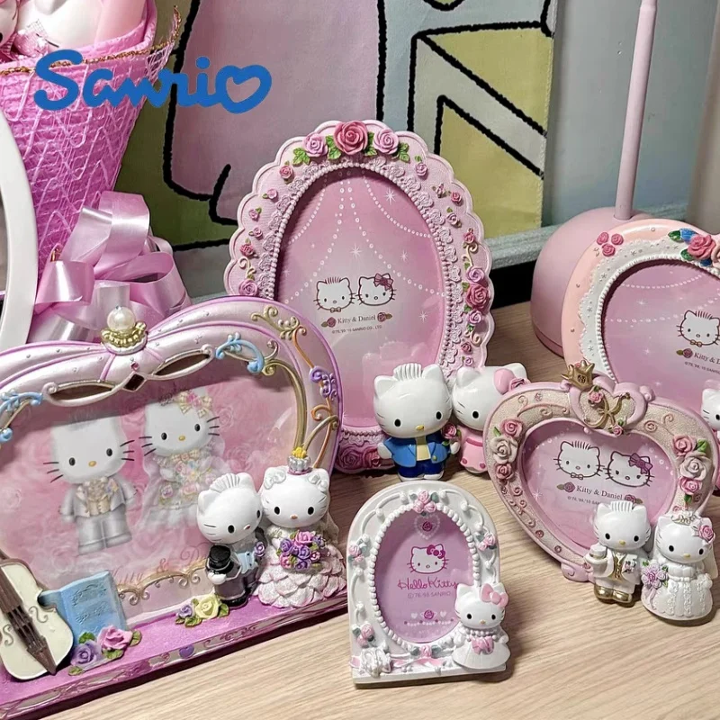 

New Sanrio Hello Kitty Pumpkin Carriage Resin Photo Frame Cartoon Posters Hanger Anime Decoration Desktop Ornaments Crafts Gifts