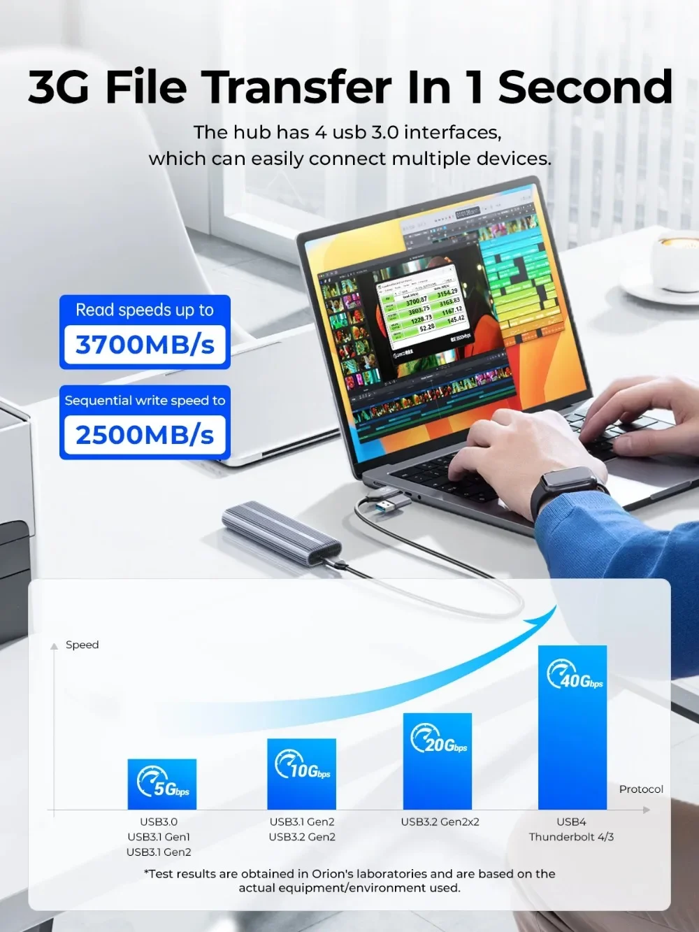 ORICO-Unidade de estado sólido externa portátil, ventilador de refrigeração SSD embutido, compatível com Thunderbolt 4 e 3, alumínio, USB4, SSD