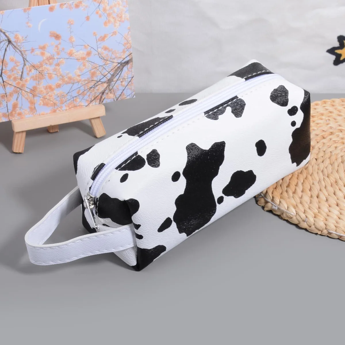 1pc Black and White Pencil Case, Portable Waterproof Stationery Storage Bag as a Study Gift for Friends