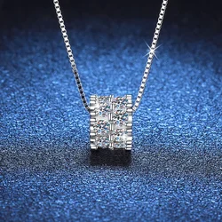 0.1CT All Moissanite 1.6 Carat Necklace 925 Sterling Silver Plated 18K White Gold Small Waist Necklace Women Fine Jewelry