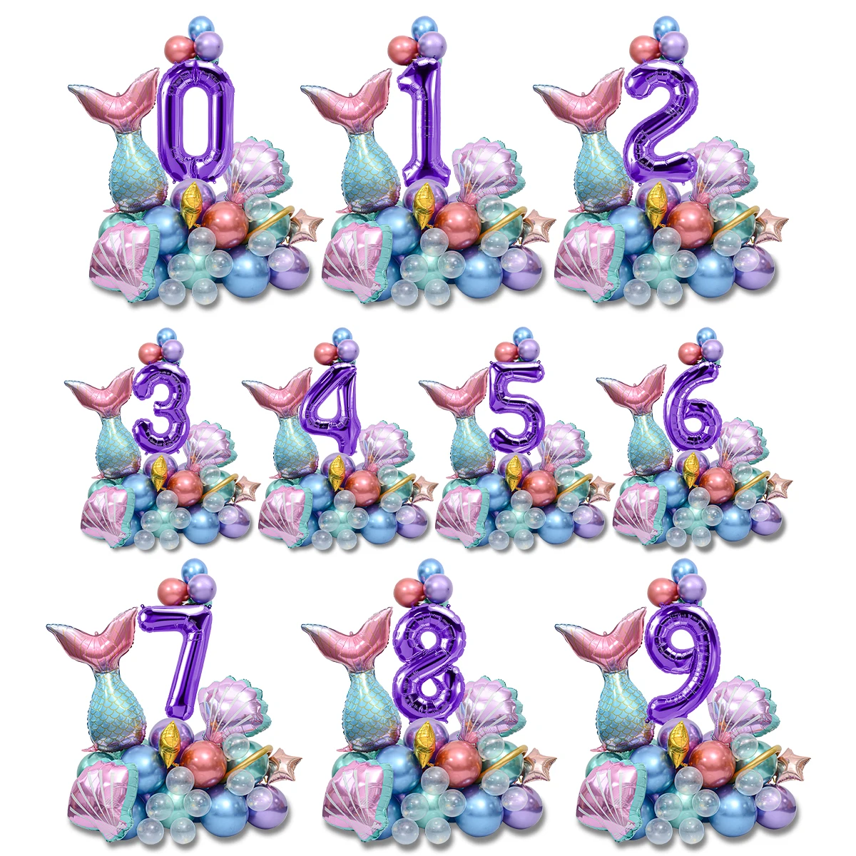 33pcs 32 inch Digital Mermaid Balloon Birthday Party Decoration Mermaid Balloon Set Birthday Shower Party Decoration